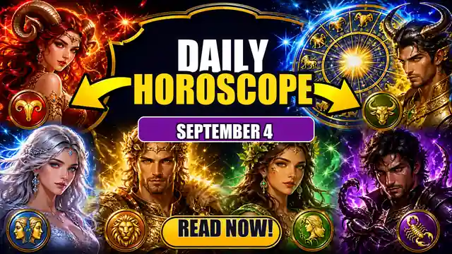 Daily Horoscope September 4 with zodiac characters and large headline
